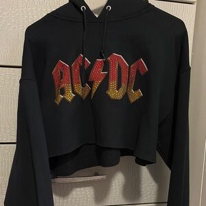 AC/DC Black Cropped Hoodie